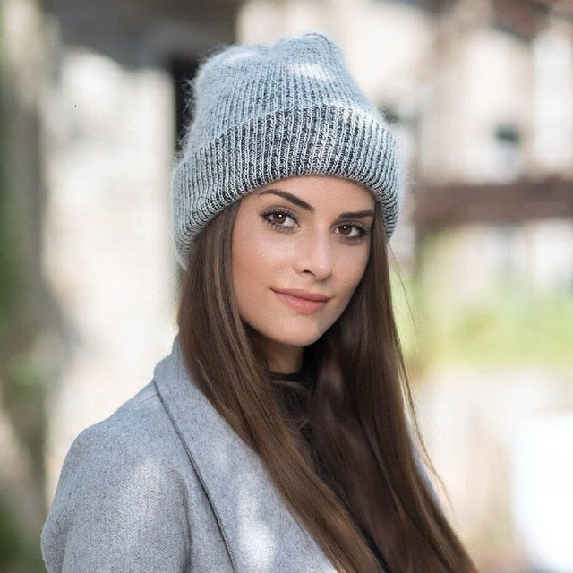 Wool Rabbit Fur Beanie Hat