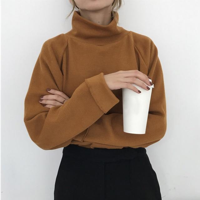 Casual Loose Long Sleeve Knitted Turtleneck sweater