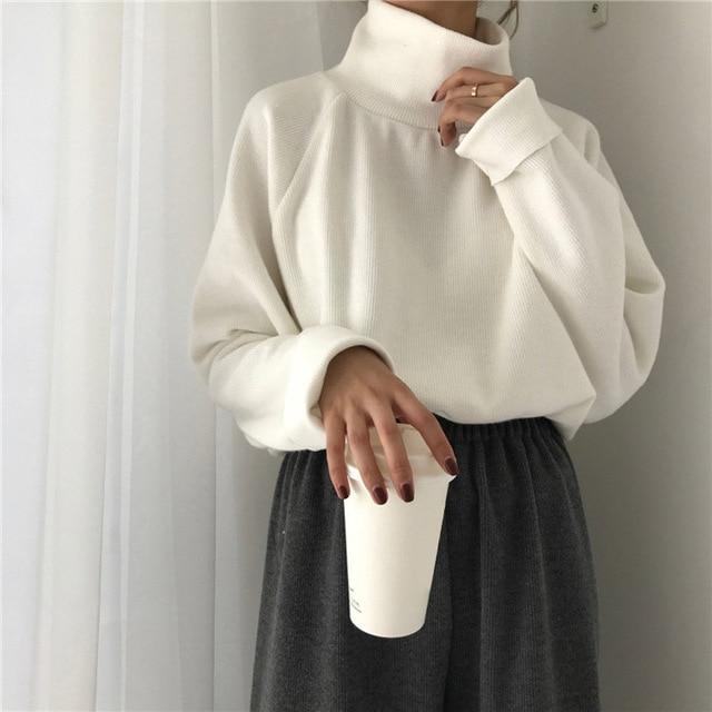 Casual Loose Long Sleeve Knitted Turtleneck sweater - Stylesma