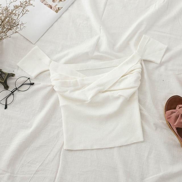 Tied Knitting Solid Pleated Crop Sweater