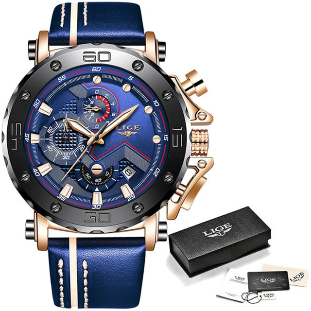 Military Luxury Leather Waterproof Chronograph Watch