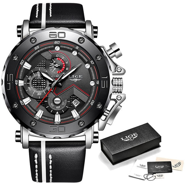 Military Luxury Leather Waterproof Chronograph Watch