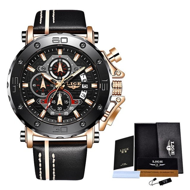 Military Luxury Leather Waterproof Chronograph Watch