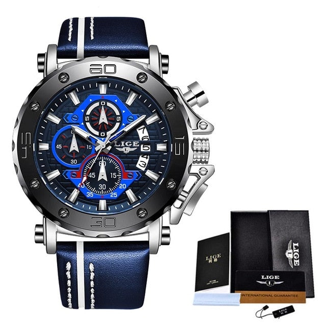 Military Luxury Leather Waterproof Chronograph Watch