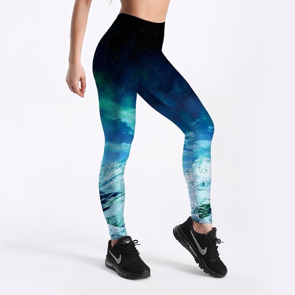 Digital Print Ice and Snow Fitness Leggings - Stylesma