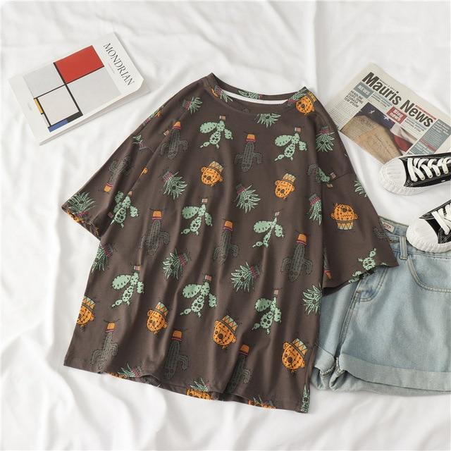 Letters Stripe O-Neck Regular Casual T-Shirt