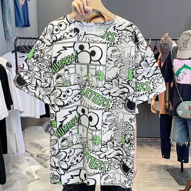 Letters Stripe O-Neck Regular Casual T-Shirt