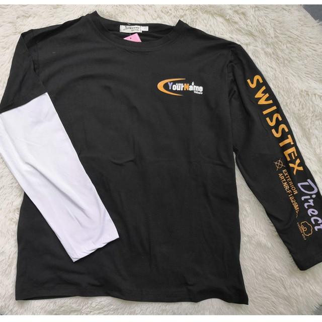 Letters Stripe O-Neck Regular Casual T-Shirt