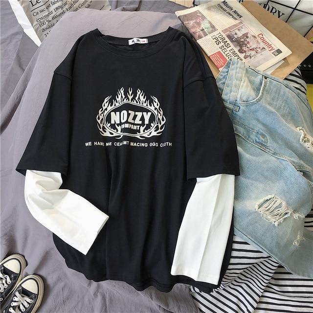 Letters Stripe O-Neck Regular Casual T-Shirt