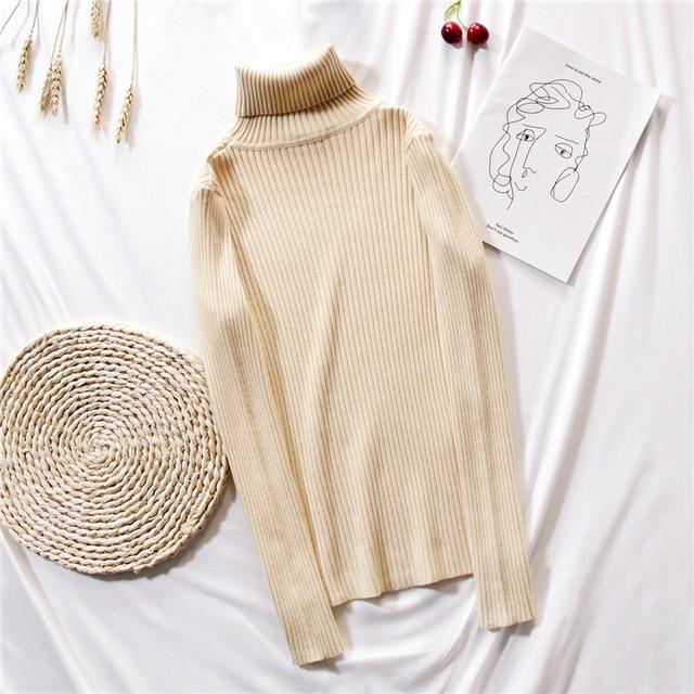 Turtleneck Pullovers soft Primer Long Sleeve Sweater