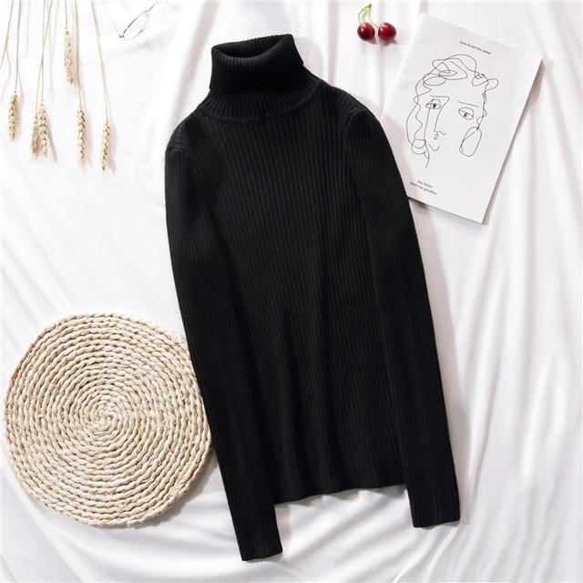 Turtleneck Pullovers soft Primer Long Sleeve Sweater