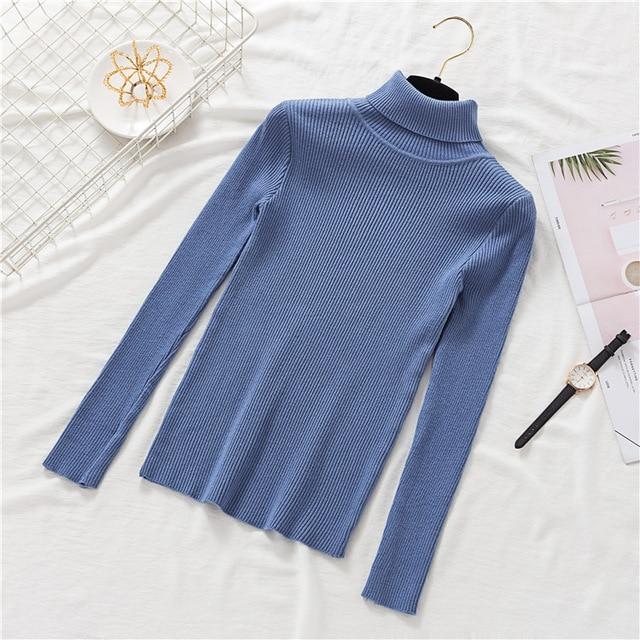 Turtleneck Pullovers soft Primer Long Sleeve Sweater