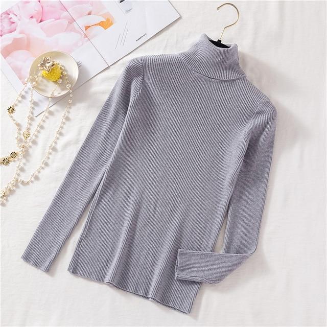 Turtleneck Pullovers soft Primer Long Sleeve Sweater