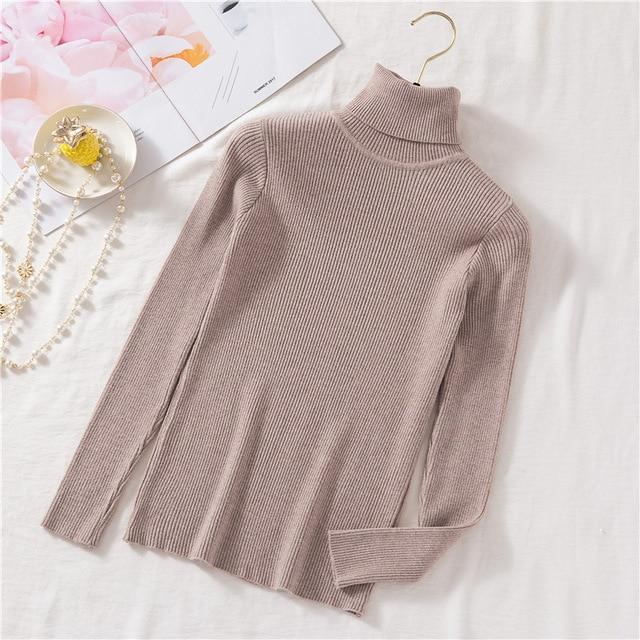 Turtleneck Pullovers soft Primer Long Sleeve Sweater
