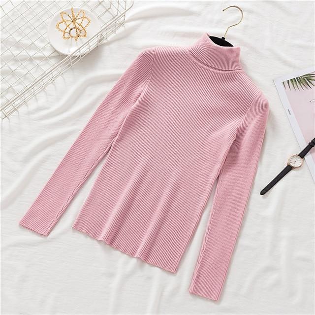 Turtleneck Pullovers soft Primer Long Sleeve Sweater