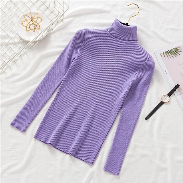 Turtleneck Pullovers soft Primer Long Sleeve Sweater - Stylesma