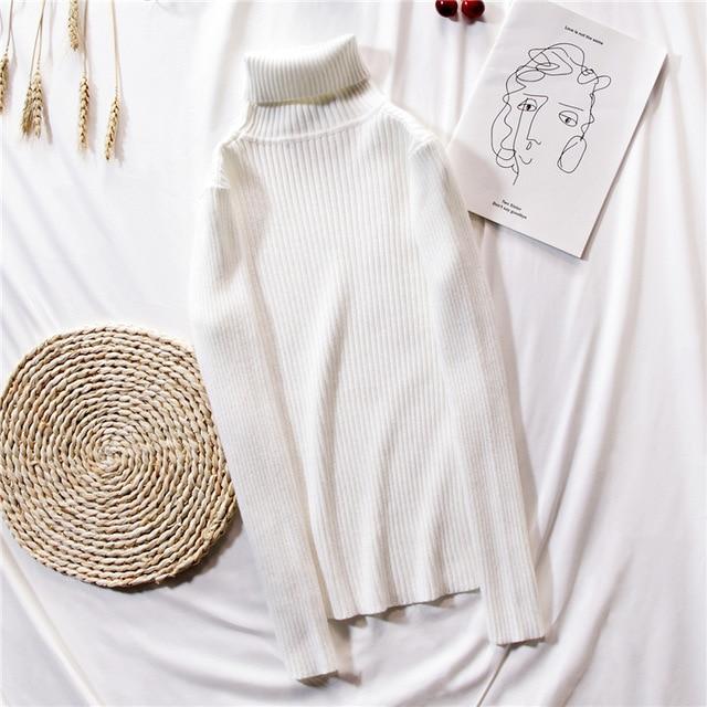 Turtleneck Pullovers soft Primer Long Sleeve Sweater