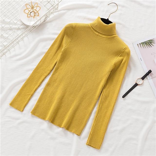 Turtleneck Pullovers soft Primer Long Sleeve Sweater