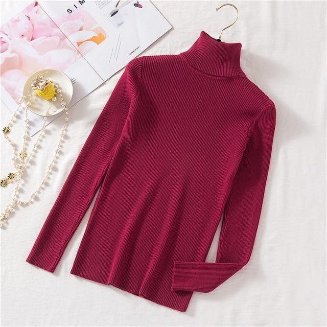 Turtleneck Pullovers soft Primer Long Sleeve Sweater