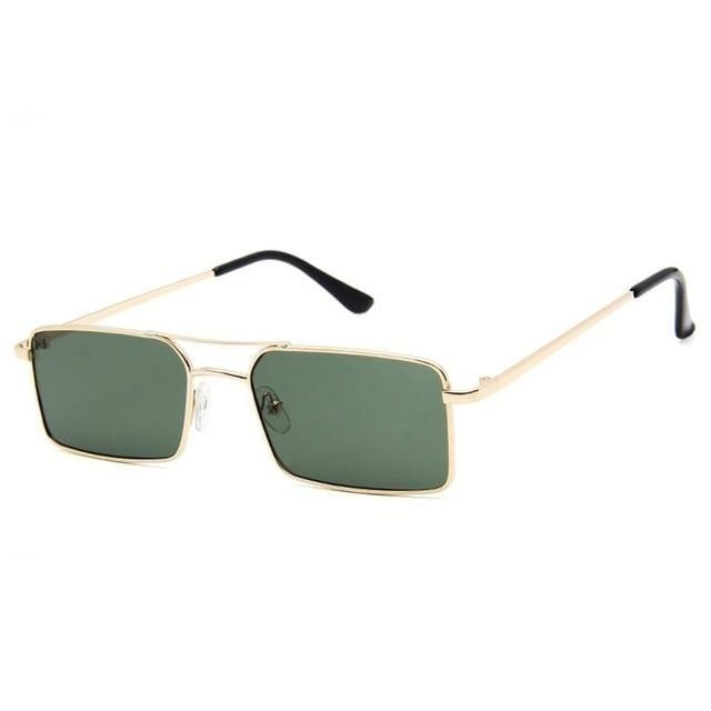 Alloy Metal Small Frame Clear Double Bridge Square Sunglasses - Stylesma