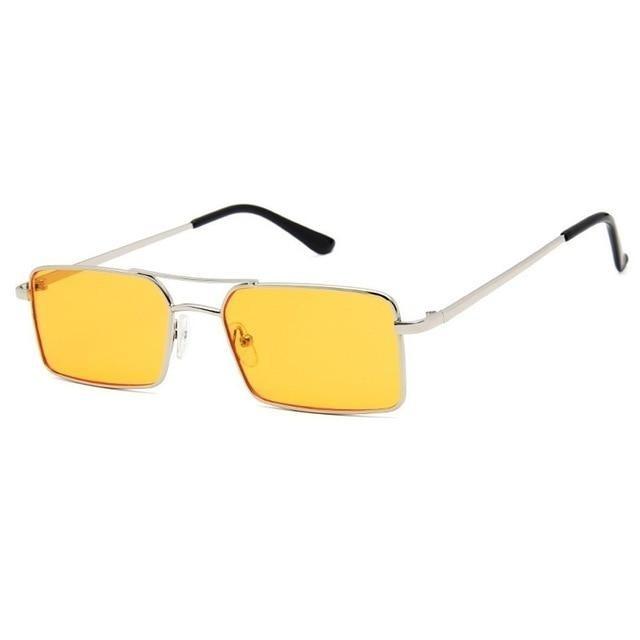 Alloy Metal Small Frame Clear Double Bridge Square Sunglasses - Stylesma