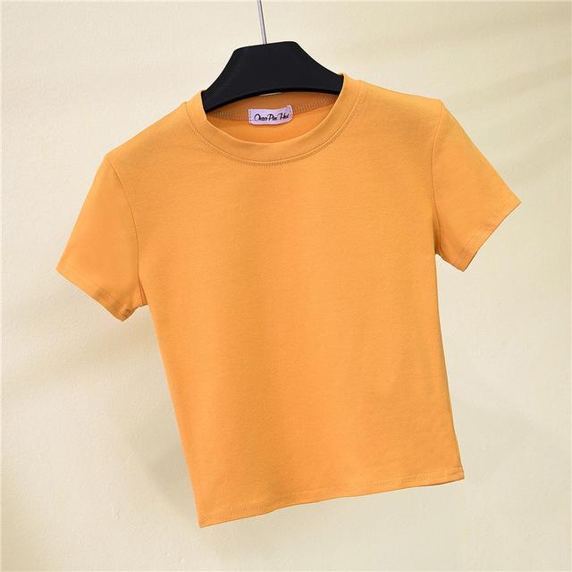 Solid Cotton O-Neck Short Sleeve T-shirt