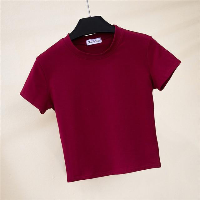 Solid Cotton O-Neck Short Sleeve T-shirt