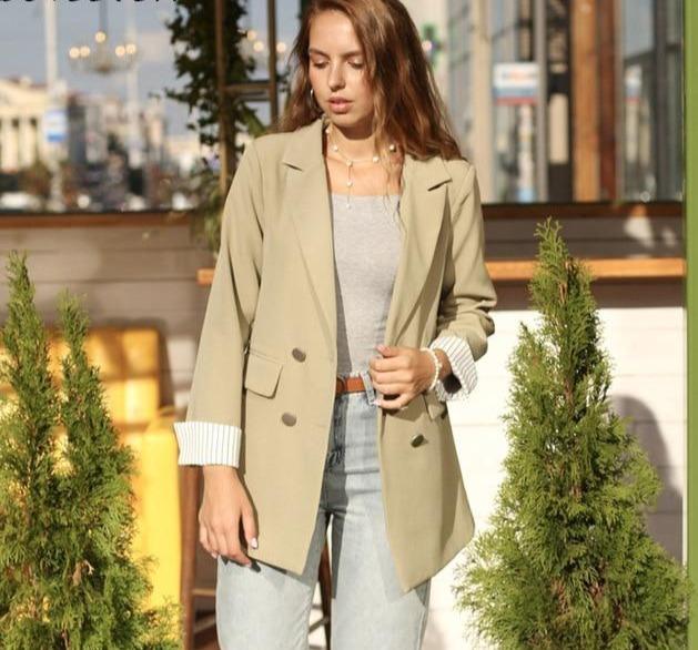 Double Breasted Notched Collar Blazer