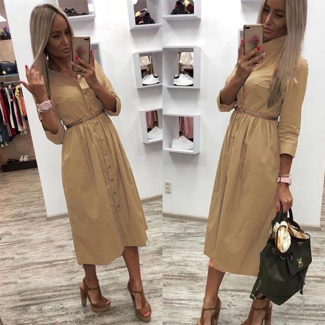 A-Line Turn Down Collar OL Style Party Dress