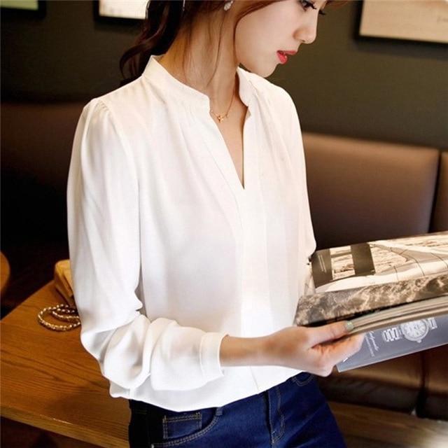 Long Sleeve V-Neck Regular Blouse