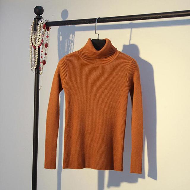 Casual Slim Pullover Knitted Long Sleeve Turtleneck Sweater