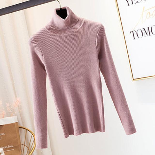 Casual Slim Pullover Knitted Long Sleeve Turtleneck Sweater