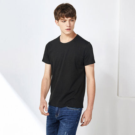 Short Sleeve Simple Round Neck Stretch T shirt