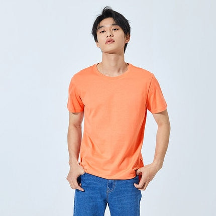 Short Sleeve Simple Round Neck Stretch T shirt - Stylesma