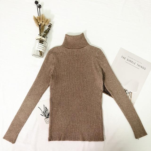 Thin Pullover Knitted Turtleneck Sweater