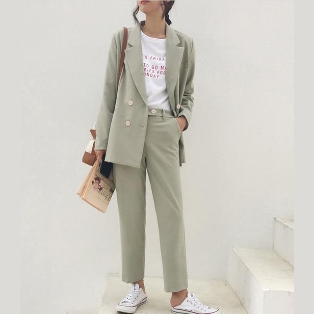 Vintage Notched Collar Blazer Jacket & Pant - Stylesma