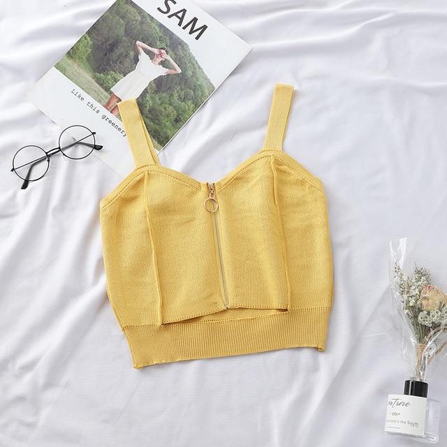 Sleeveless Solid Strap Crop Top - Stylesma