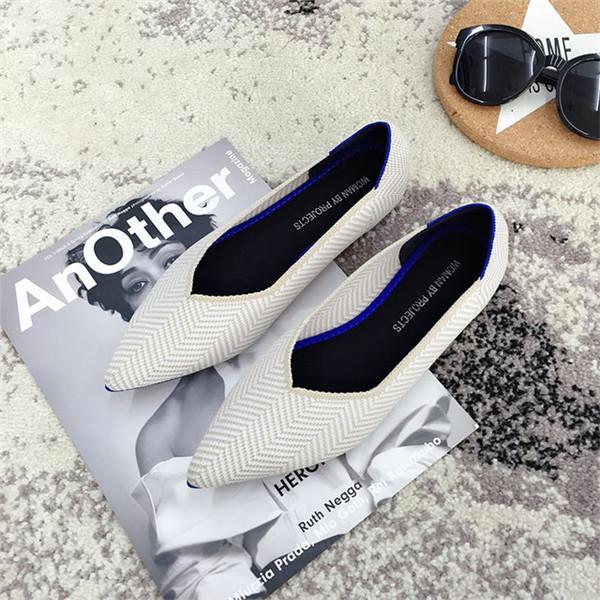Breathable Knit Pointed Ballet Shoes