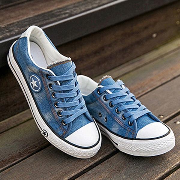 Denim Lace Up Casual Canvas Shoes