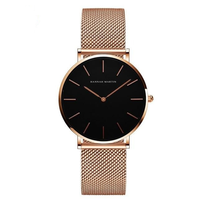 Quartz Movement Stainless Steel Mesh Waterproof Wrist Watch