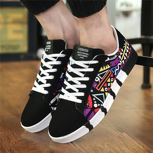 Men's Printed Flats Slip Canvas Shoes