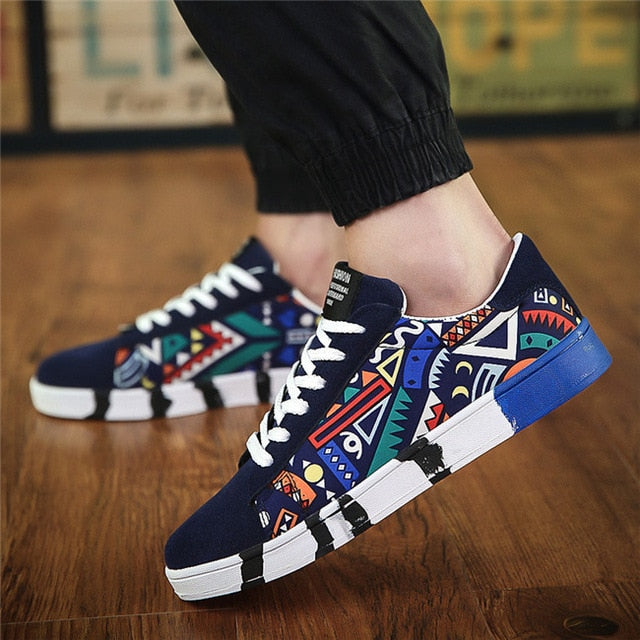 Men's Printed Flats Slip Canvas Shoes