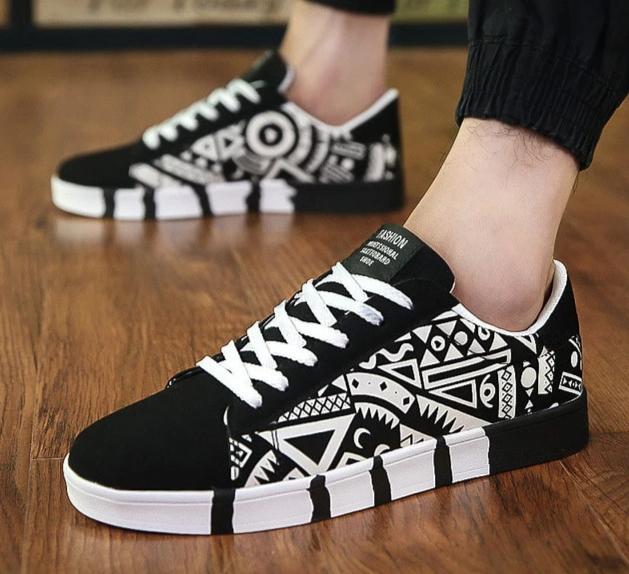 Men's Printed Flats Slip Canvas Shoes