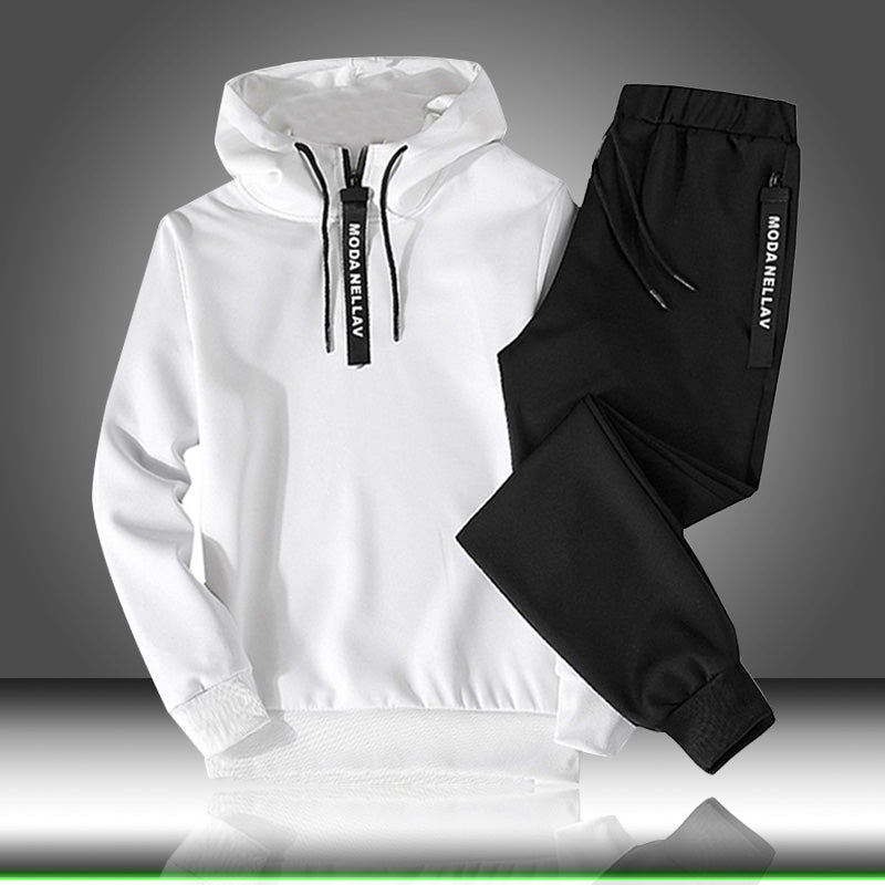 Sets Tracksuit Men Autumn Winter Hooded Sweatshirt Drawstring Outfit Sportswear 2020 Male Suit Pullover Two Piece Set Casual - Stylesma