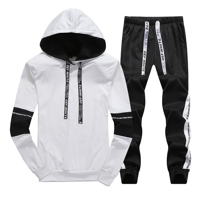 Sets Tracksuit Men Autumn Winter Hooded Sweatshirt Drawstring Outfit Sportswear 2020 Male Suit Pullover Two Piece Set Casual