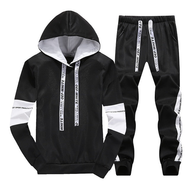 Sets Tracksuit Men Autumn Winter Hooded Sweatshirt Drawstring Outfit Sportswear 2020 Male Suit Pullover Two Piece Set Casual