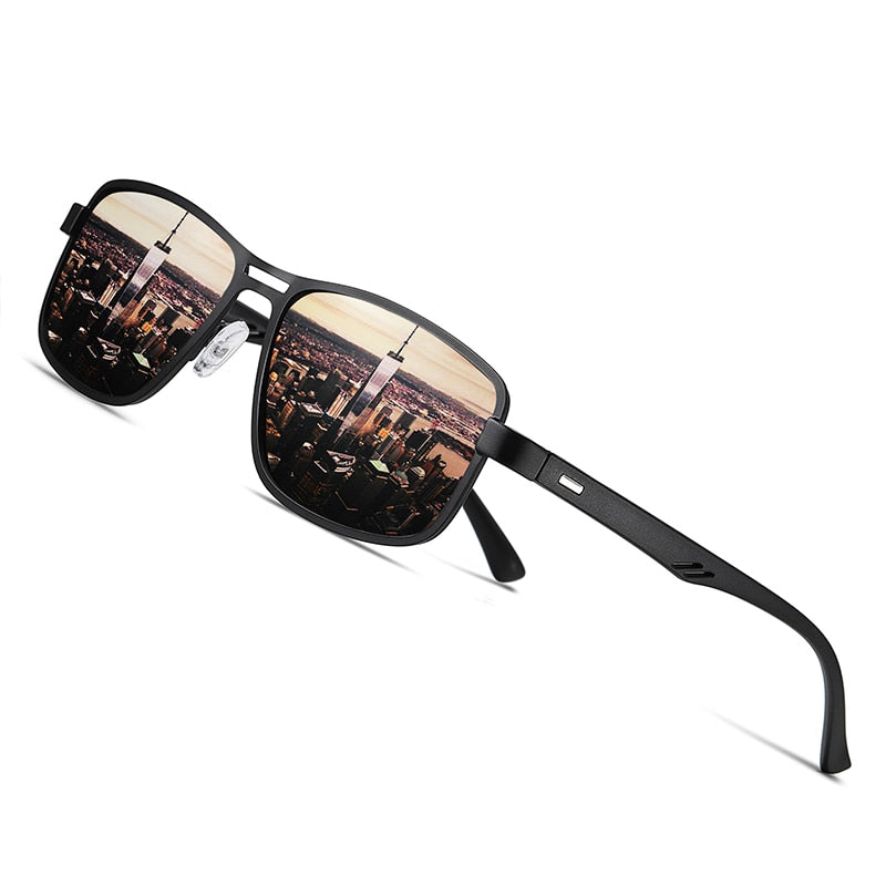 Polarized Metal Square Frame Sun Glasses