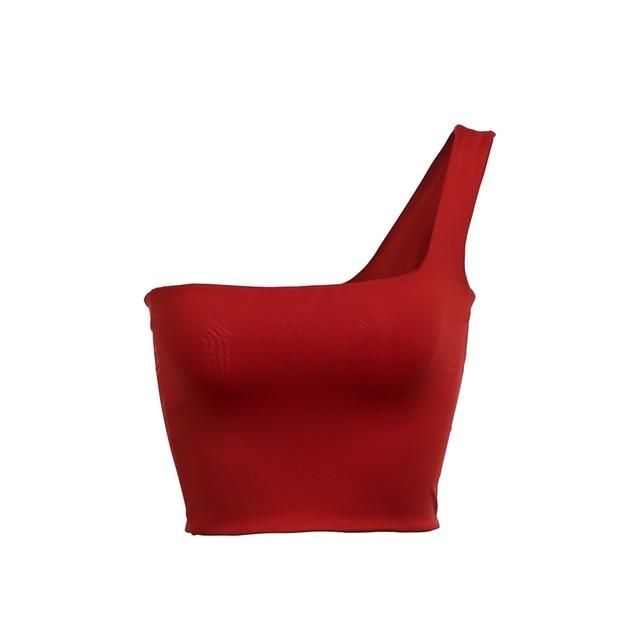 Single One Shoulder Sleeveless Tank Top