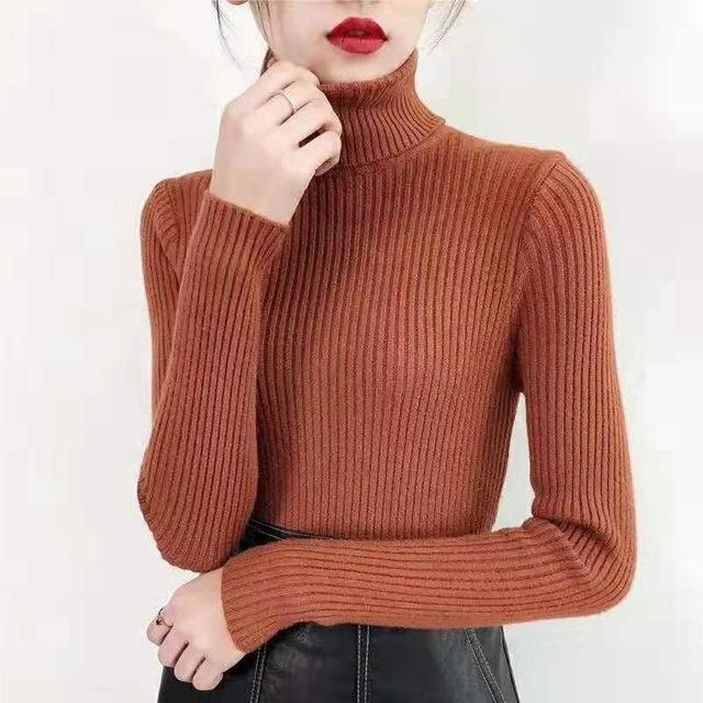 Casual Solid Turtleneck Female Pullover Full Sleeve Sweater
