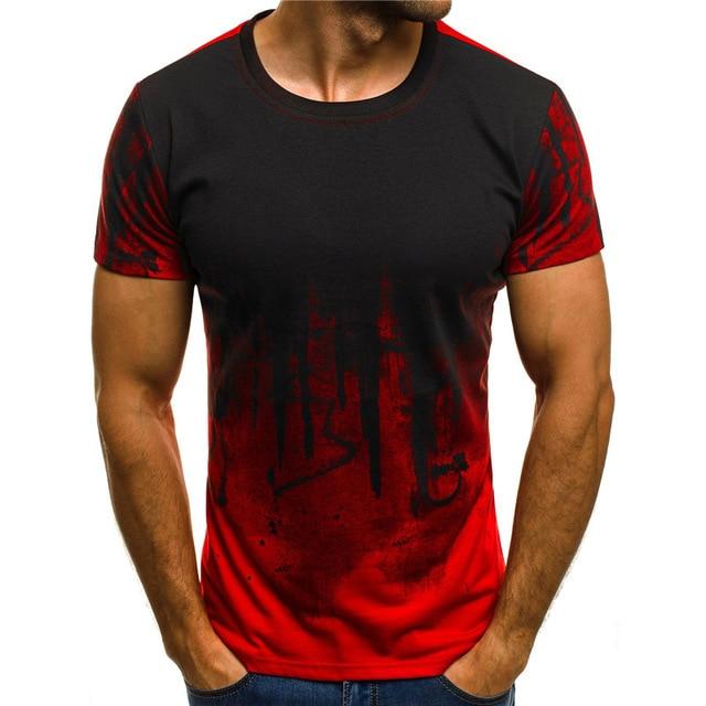 3D Printed Ink Draw Pattern Short Sleeve T-Shirt